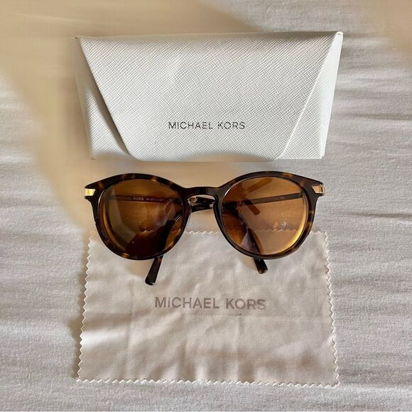 Michael Kors Tortoise Sunglasses with Gold Accents round brown lens rx - Picture 2 of 6